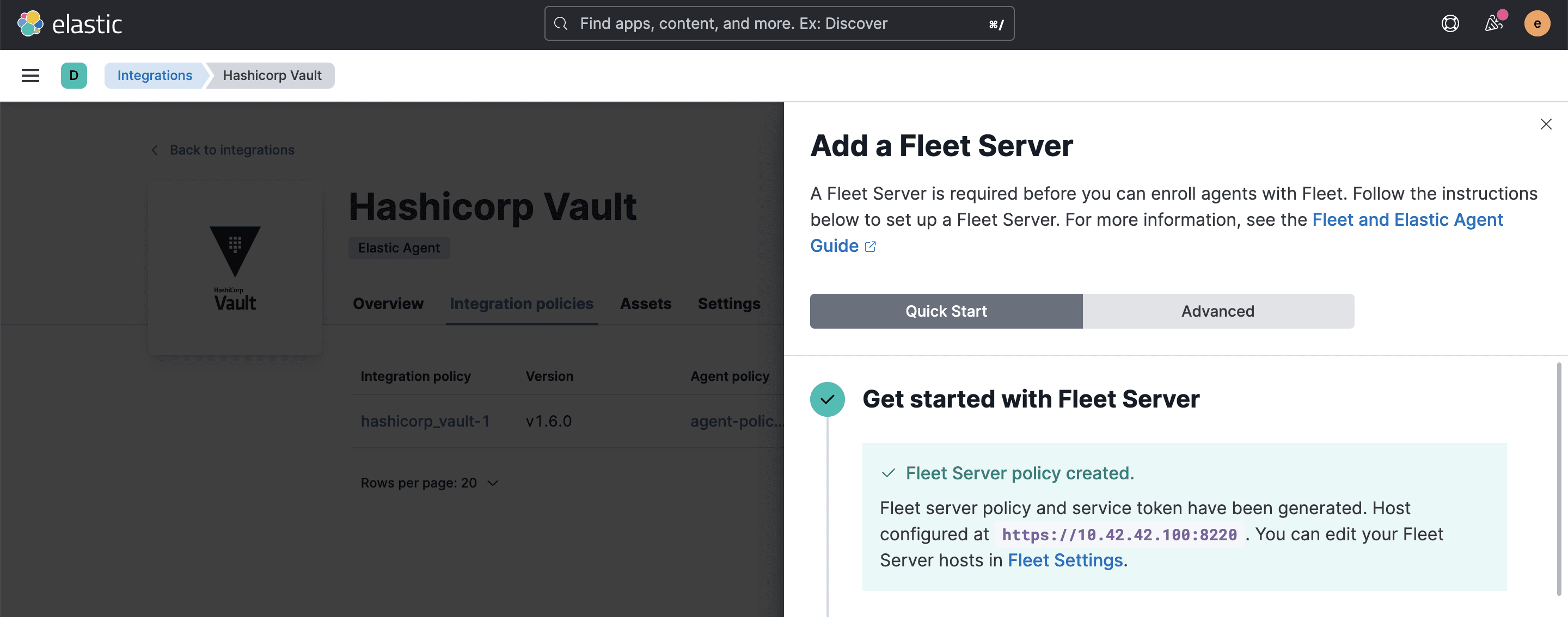 Fleet server configuration